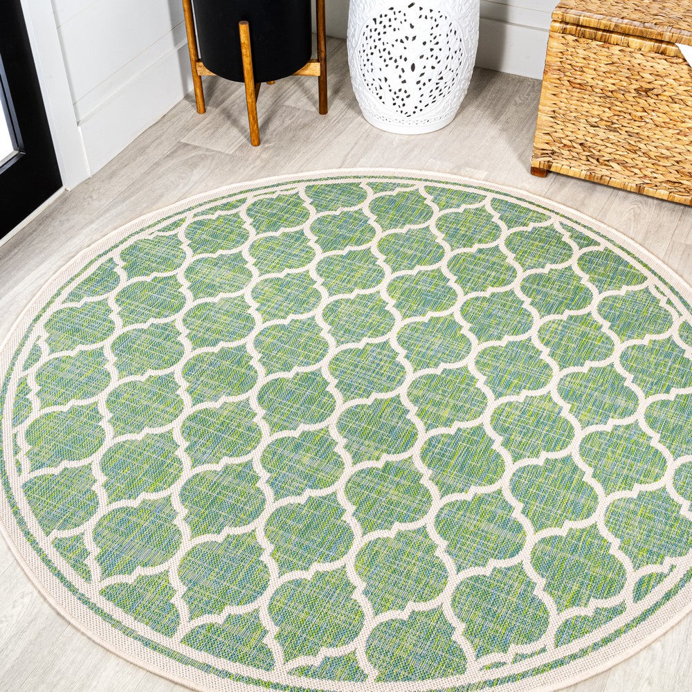 Matthews Moroccan Trellis Textured Weave Indoor/outdoor Round Rug