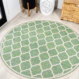 Matthews Moroccan Trellis Textured Weave Indoor/outdoor Round Rug