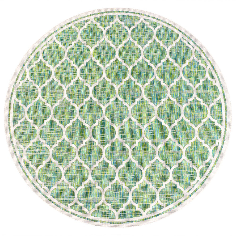 Matthews Moroccan Trellis Textured Weave Indoor/outdoor Round Rug