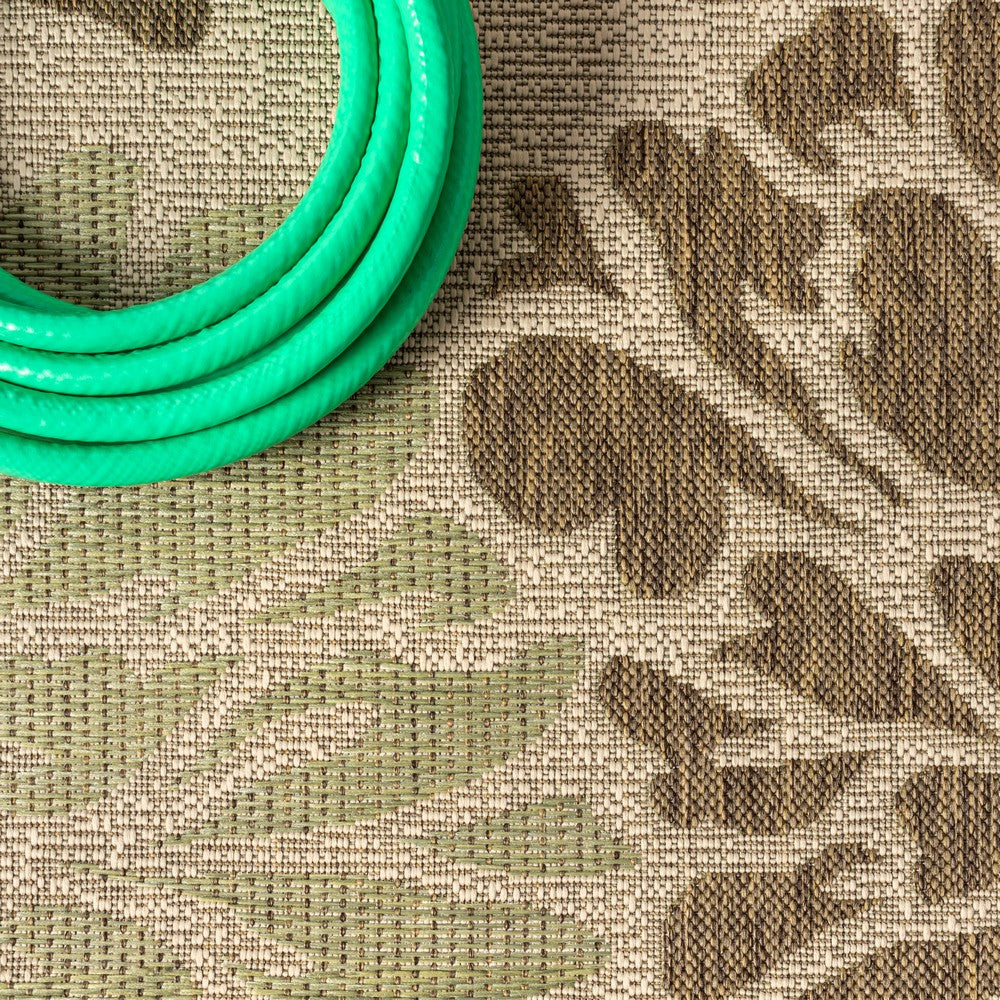 Garcia Modern Floral Textured Weave Indoor/outdoor Octagon Rug