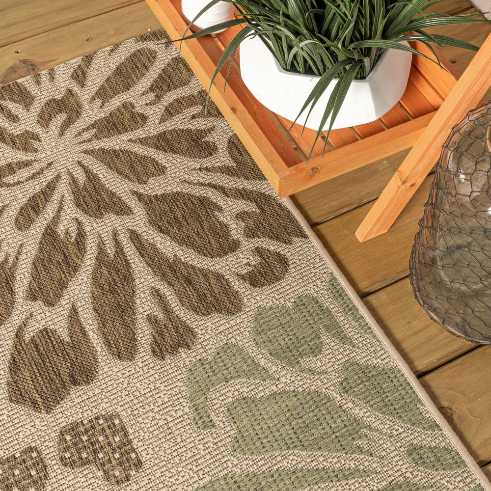 Garcia Modern Floral Textured Weave Indoor/outdoor Octagon Rug