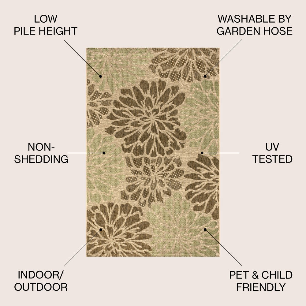 Garcia Modern Floral Textured Weave Indoor/outdoor Area Rug