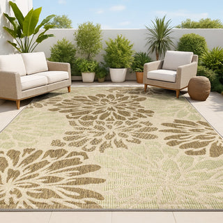 Garcia Modern Floral Textured Weave Indoor/outdoor Area Rug