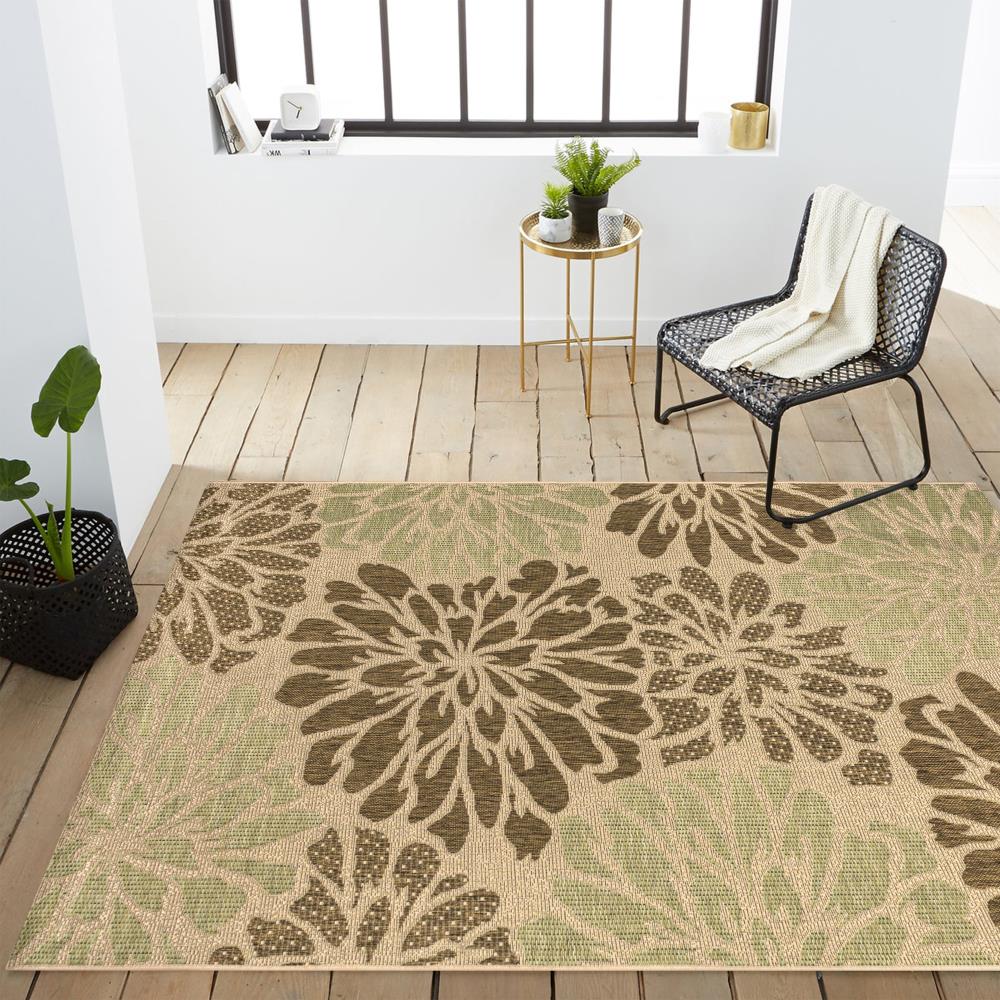 Garcia Modern Floral Textured Weave Indoor/outdoor Area Rug