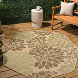 Garcia Modern Floral Textured Weave Indoor/outdoor Octagon Rug