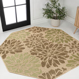 Garcia Modern Floral Textured Weave Indoor/outdoor Octagon Rug