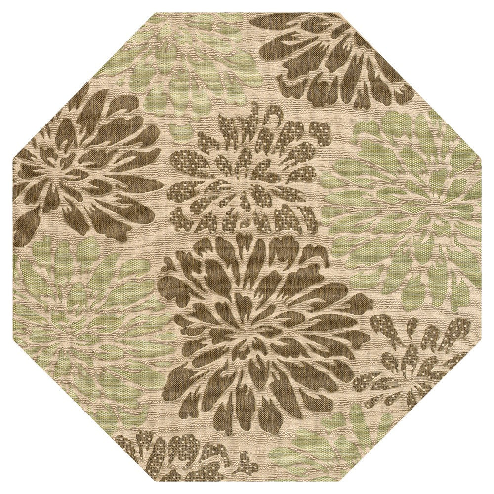 Garcia Modern Floral Textured Weave Indoor/outdoor Octagon Rug