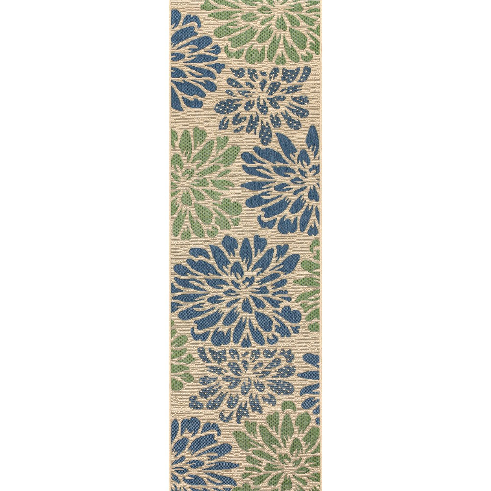 Garcia Modern Floral Textured Weave Indoor/outdoor Runner Rug