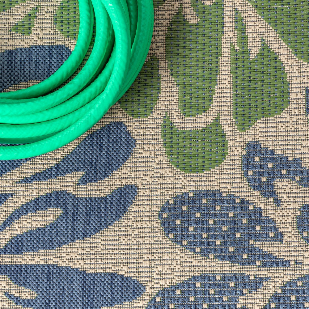Garcia Modern Floral Textured Weave Indoor/outdoor Octagon Rug