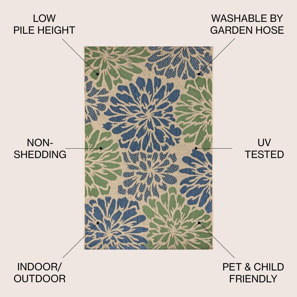 Garcia Modern Floral Textured Weave Indoor/outdoor Area Rug