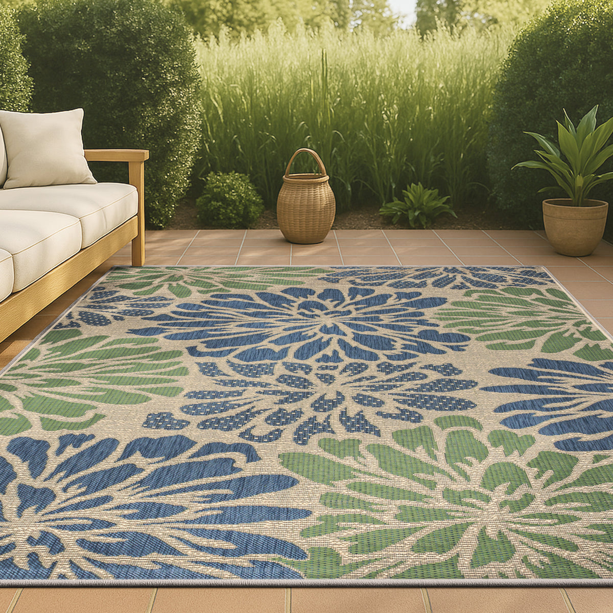 Garcia Modern Floral Textured Weave Indoor/outdoor Area Rug
