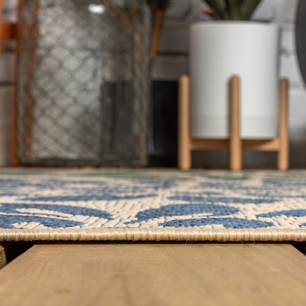 Garcia Modern Floral Textured Weave Indoor/outdoor Octagon Rug