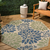 Garcia Modern Floral Textured Weave Indoor/outdoor Octagon Rug