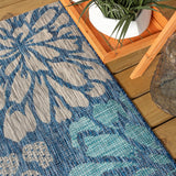 Garcia Modern Floral Textured Weave Indoor/outdoor Octagon Rug