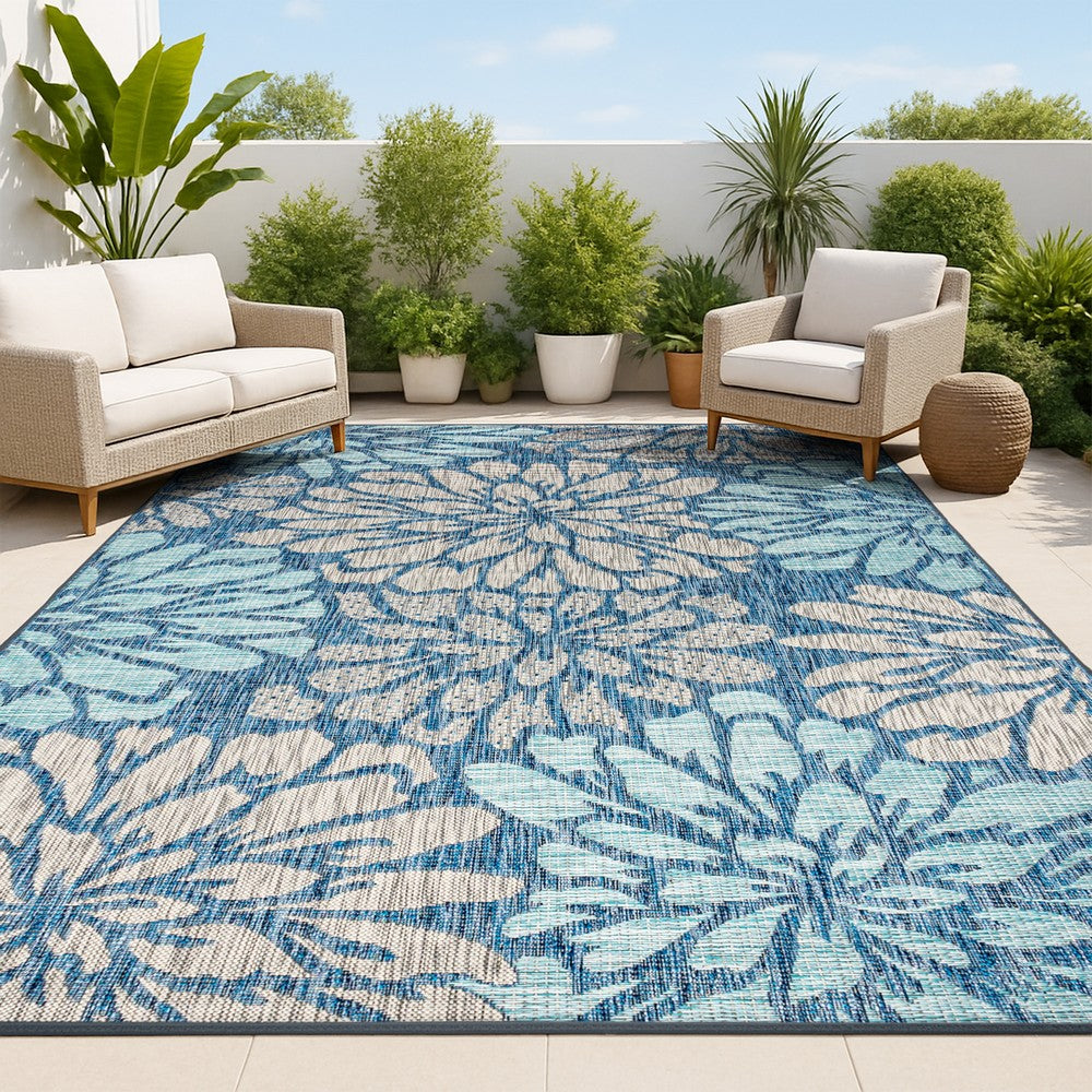 Garcia Modern Floral Textured Weave Indoor/outdoor Area Rug