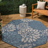 Garcia Modern Floral Textured Weave Indoor/outdoor Octagon Rug
