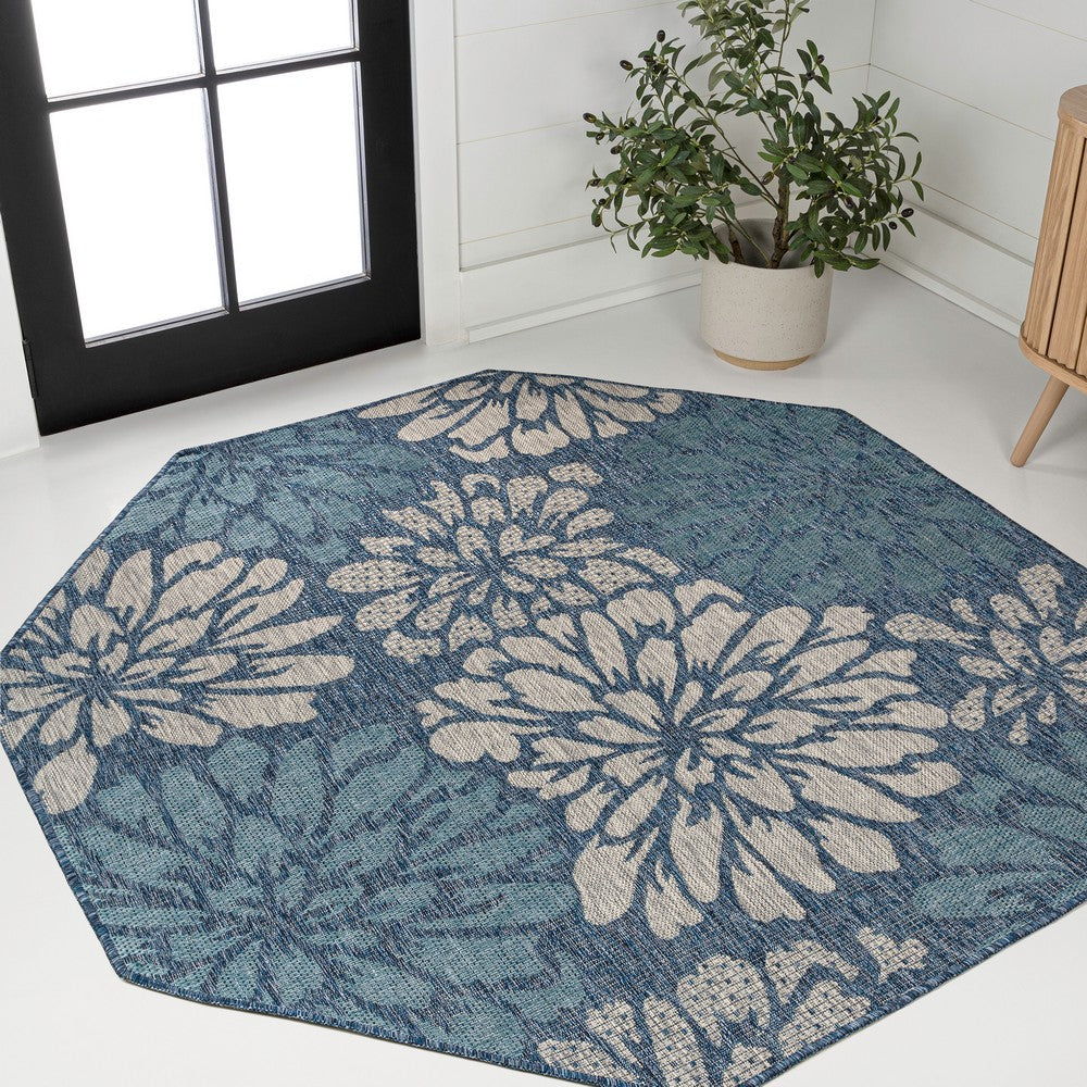 Garcia Modern Floral Textured Weave Indoor/outdoor Octagon Rug