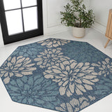 Garcia Modern Floral Textured Weave Indoor/outdoor Octagon Rug