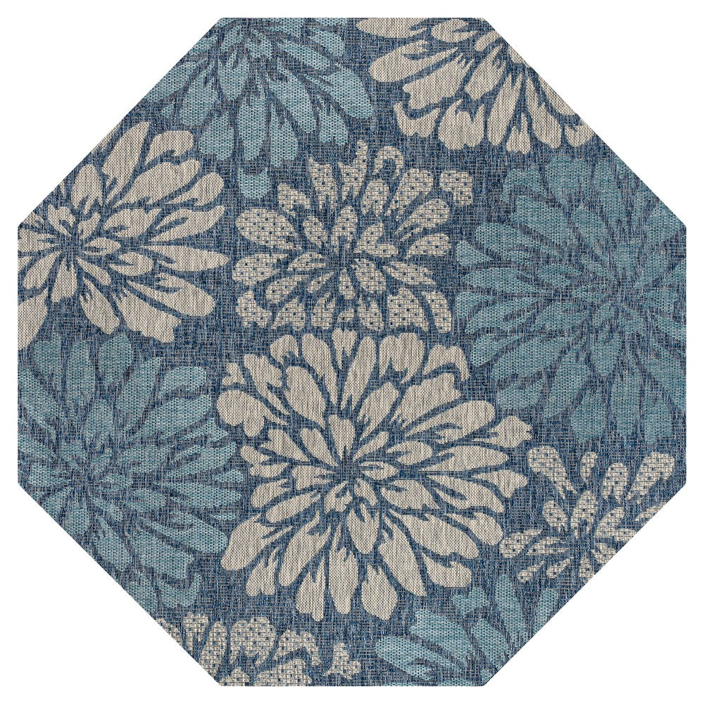 Garcia Modern Floral Textured Weave Indoor/outdoor Octagon Rug