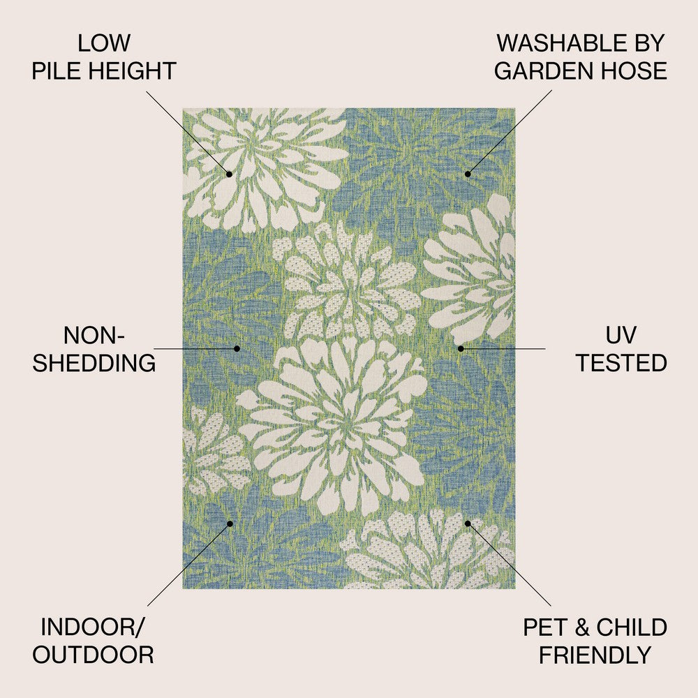 Garcia Modern Floral Textured Weave Indoor/outdoor Area Rug