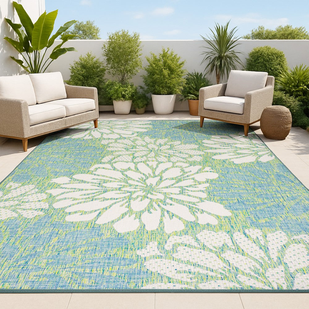 Garcia Modern Floral Textured Weave Indoor/outdoor Area Rug