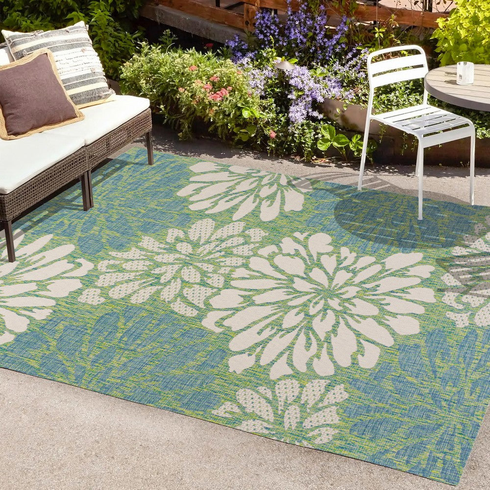 Garcia Modern Floral Textured Weave Indoor/outdoor Area Rug