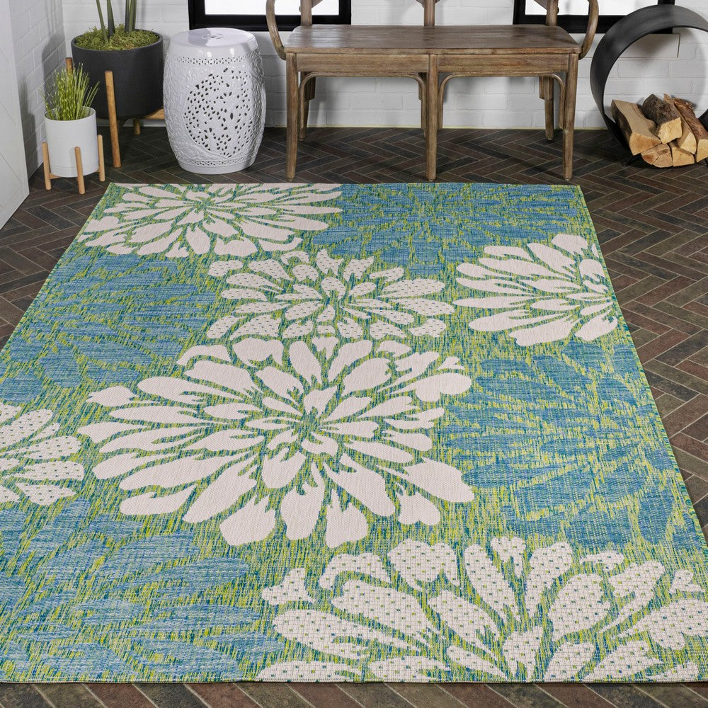 Garcia Modern Floral Textured Weave Indoor/outdoor Area Rug