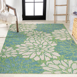 Garcia Modern Floral Textured Weave Indoor/outdoor Area Rug