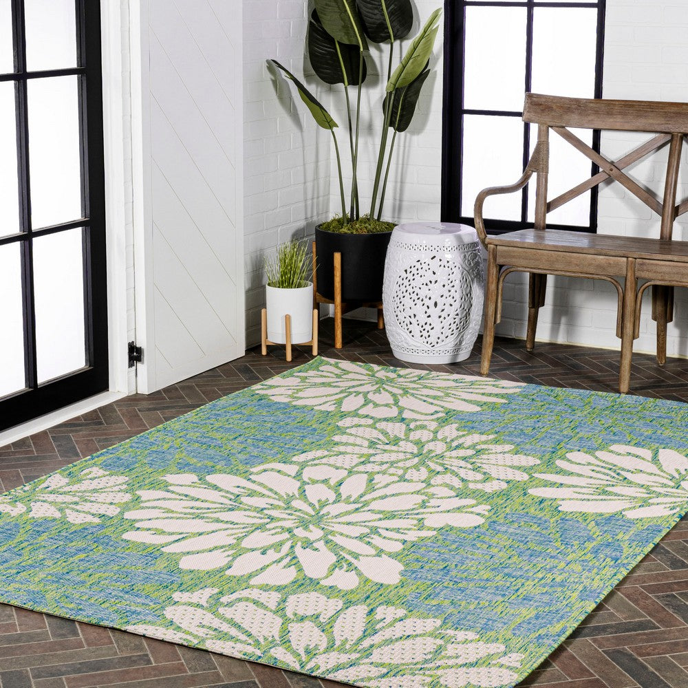 Garcia Modern Floral Textured Weave Indoor/outdoor Area Rug