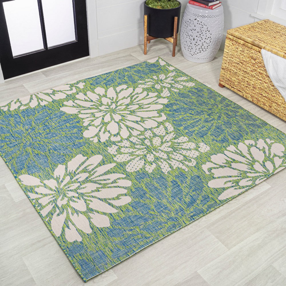 Garcia Modern Floral Textured Weave Indoor/outdoor Square Rug