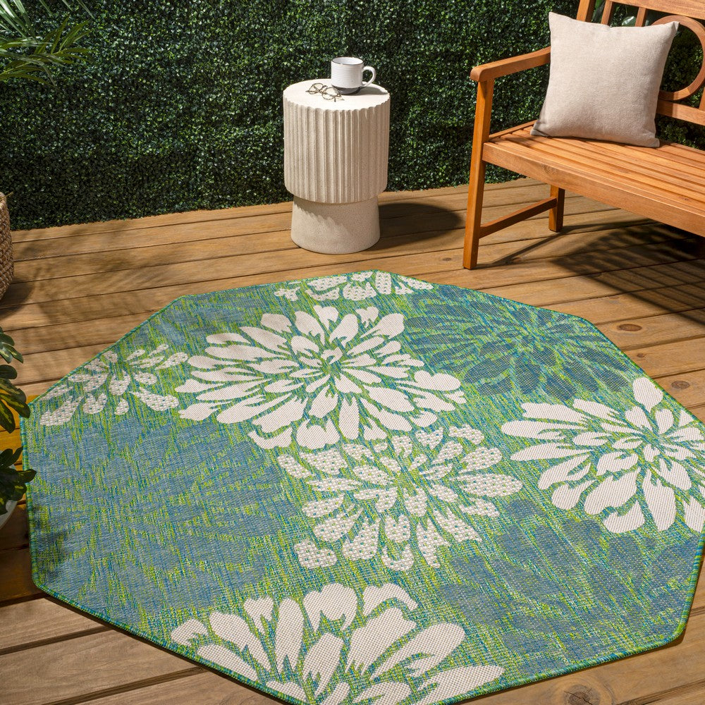 Garcia Modern Floral Textured Weave Indoor/outdoor Octagon Rug