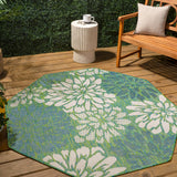 Garcia Modern Floral Textured Weave Indoor/outdoor Octagon Rug