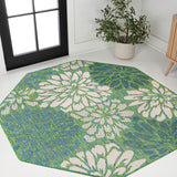 Garcia Modern Floral Textured Weave Indoor/outdoor Octagon Rug