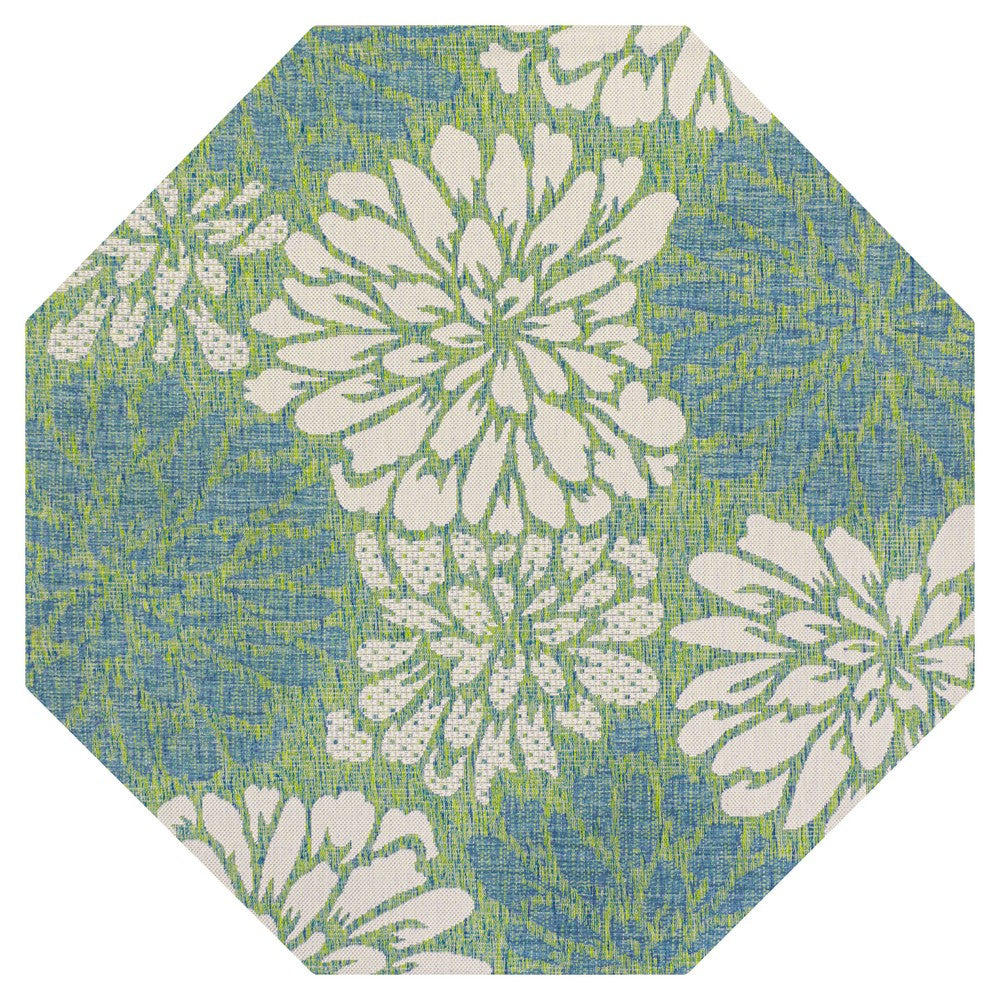 Garcia Modern Floral Textured Weave Indoor/outdoor Octagon Rug