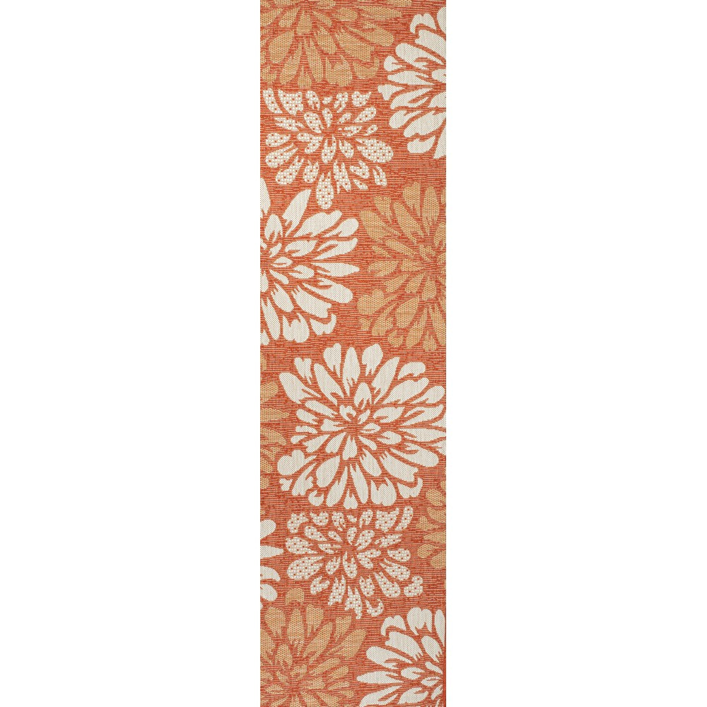Garcia Modern Floral Textured Weave Indoor/outdoor Runner Rug