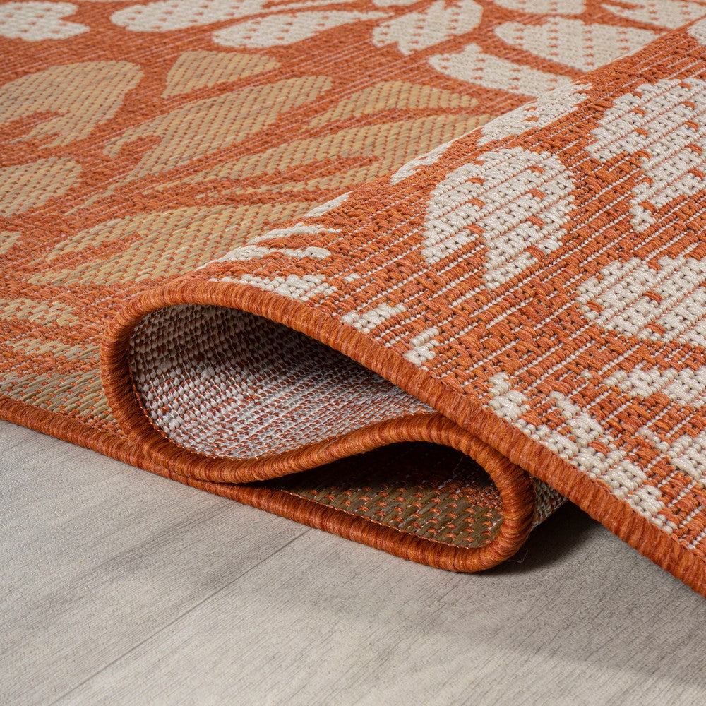 Garcia Modern Floral Textured Weave Indoor/outdoor Round Rug