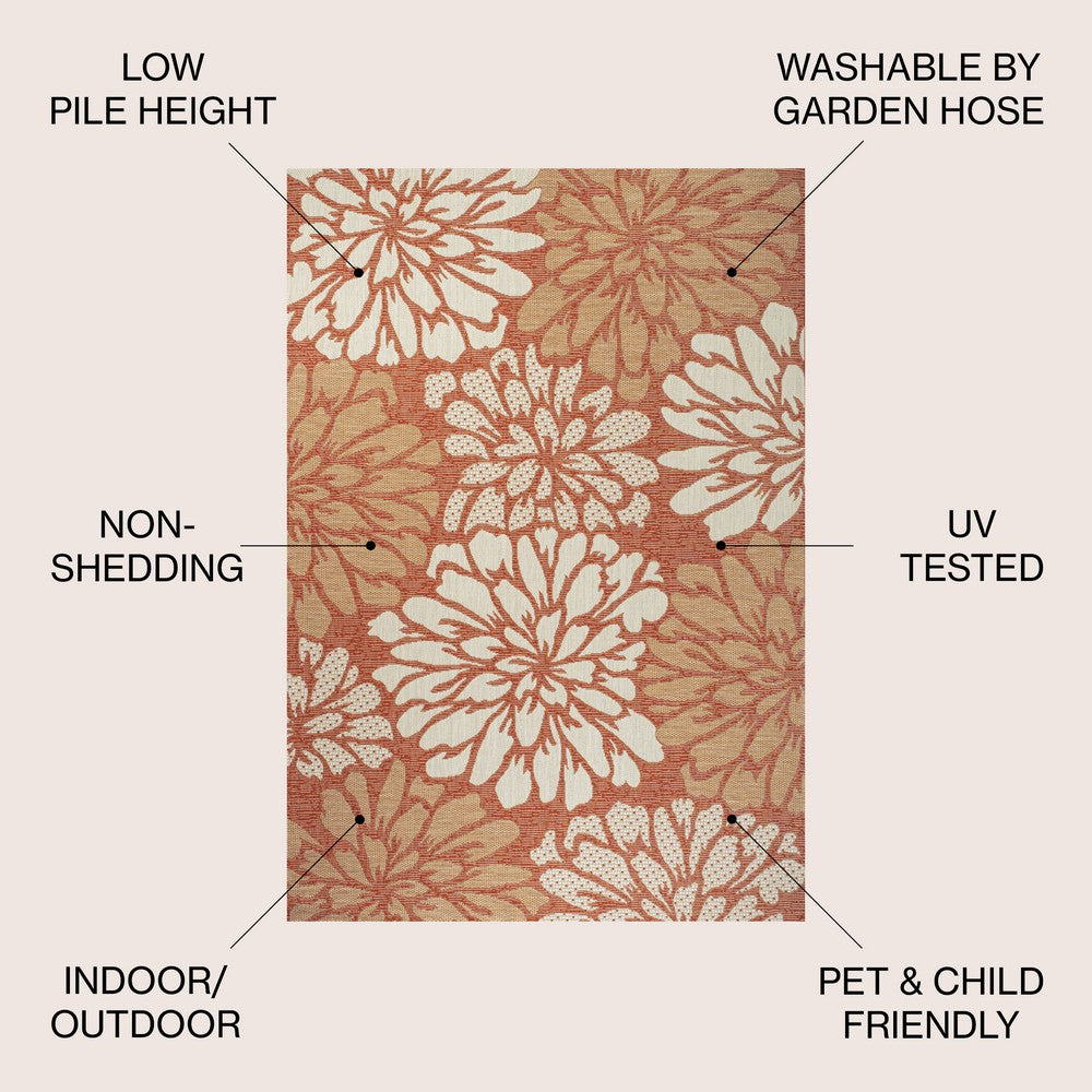 Garcia Modern Floral Textured Weave Indoor/outdoor Area Rug