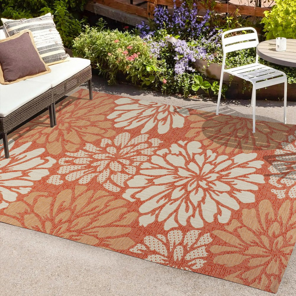 Garcia Modern Floral Textured Weave Indoor/outdoor Area Rug