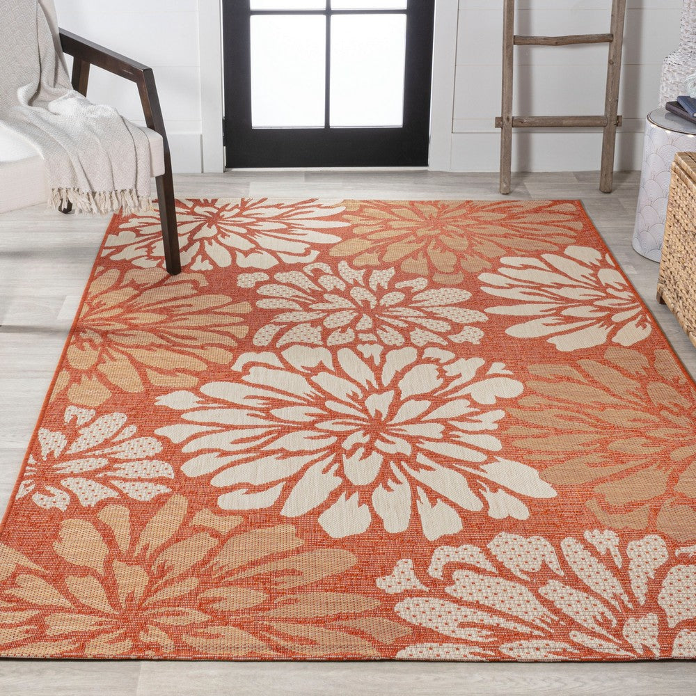 Garcia Modern Floral Textured Weave Indoor/outdoor Area Rug