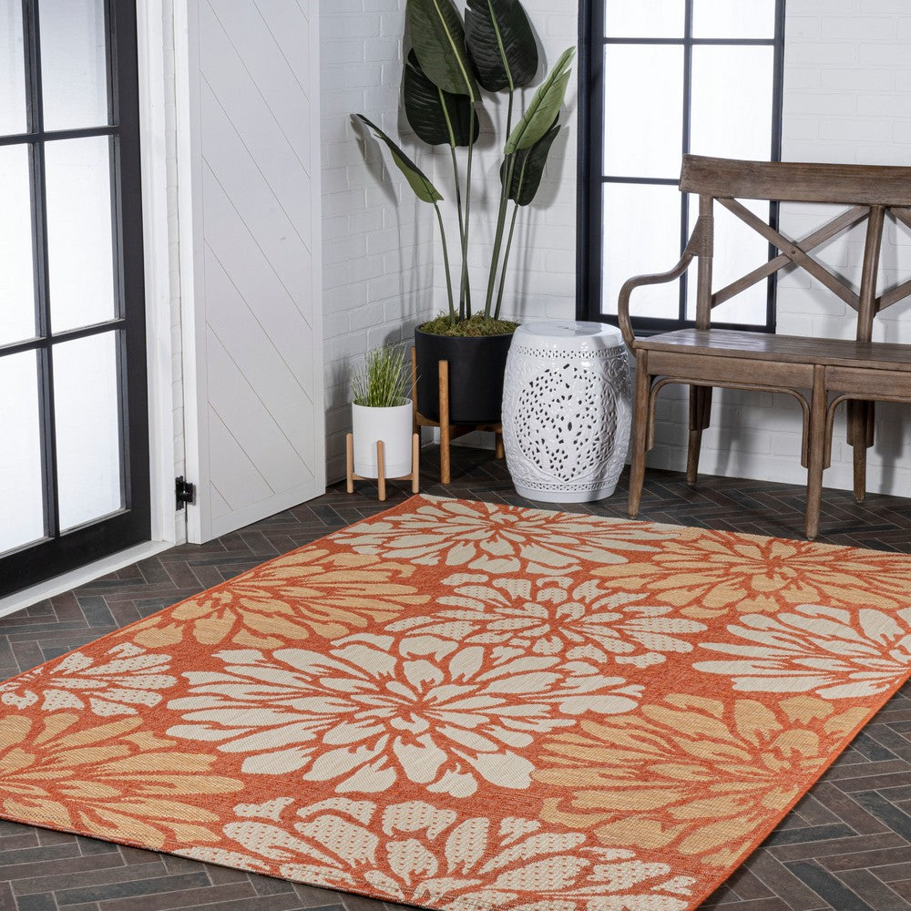 Garcia Modern Floral Textured Weave Indoor/outdoor Area Rug