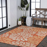 Garcia Modern Floral Textured Weave Indoor/outdoor Area Rug