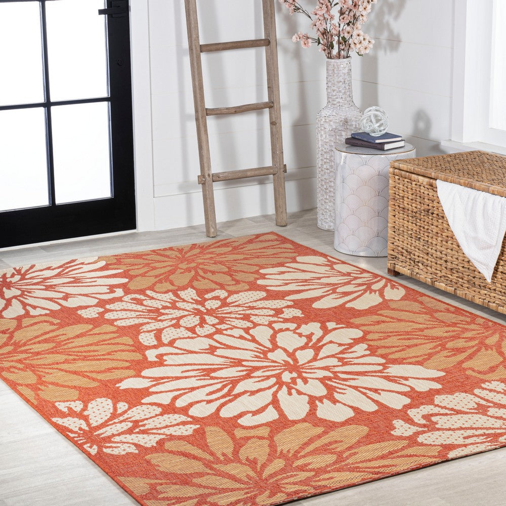 Garcia Modern Floral Textured Weave Indoor/outdoor Area Rug