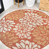 Garcia Modern Floral Textured Weave Indoor/outdoor Round Rug