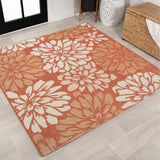 Garcia Modern Floral Textured Weave Indoor/outdoor Square Rug