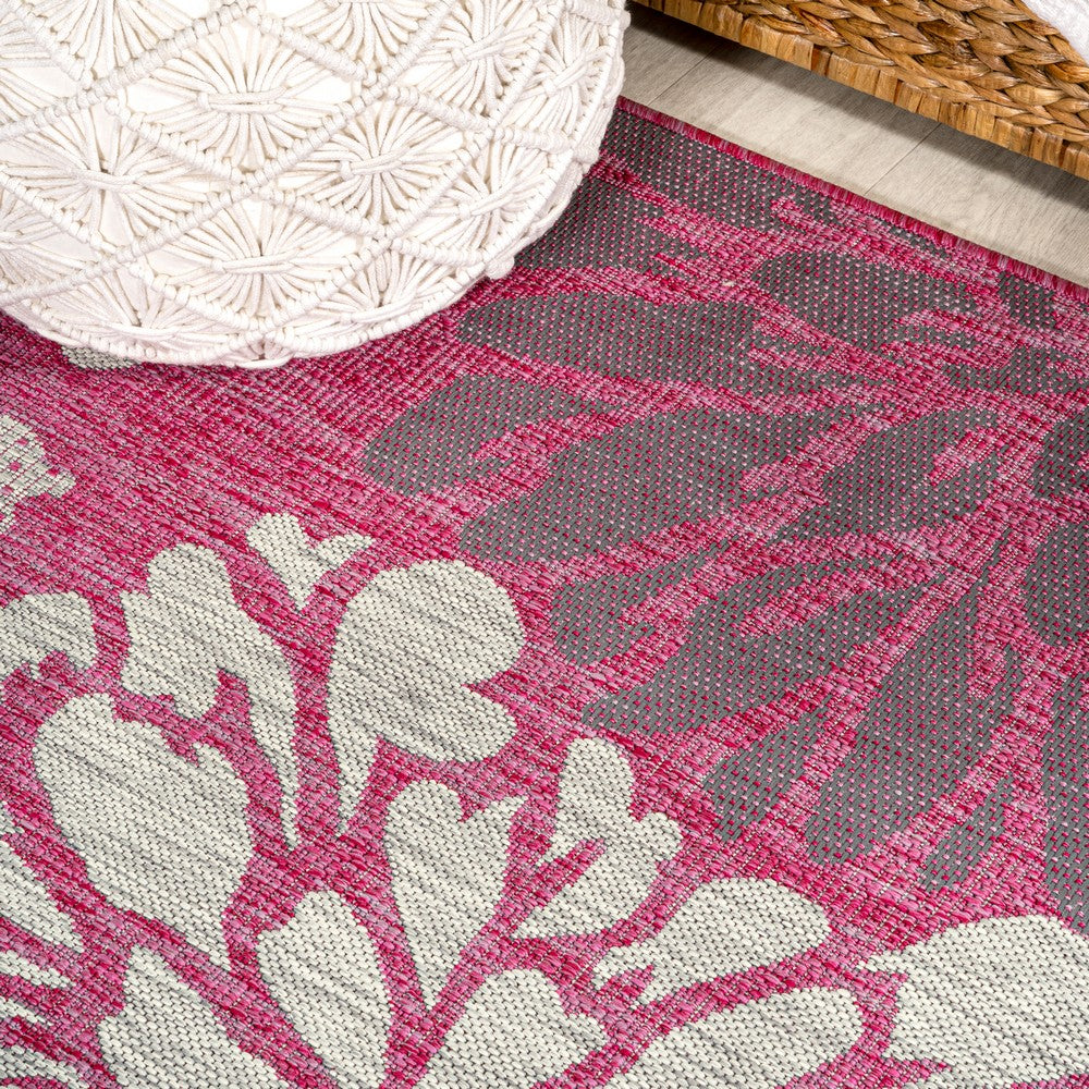 Garcia Modern Floral Textured Weave Indoor/outdoor Round Rug