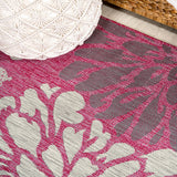 Garcia Modern Floral Textured Weave Indoor/outdoor Round Rug