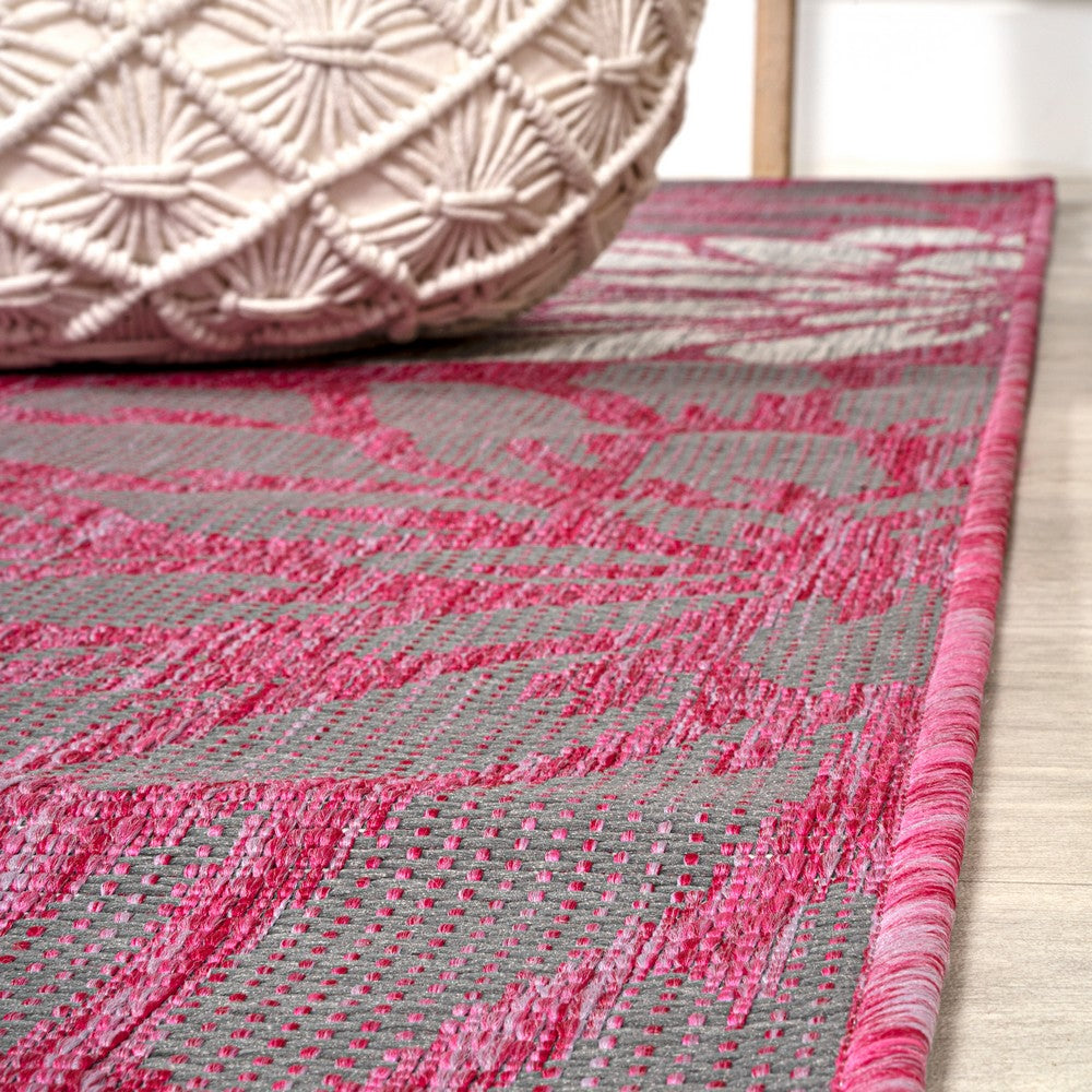 Garcia Modern Floral Textured Weave Indoor/outdoor Round Rug