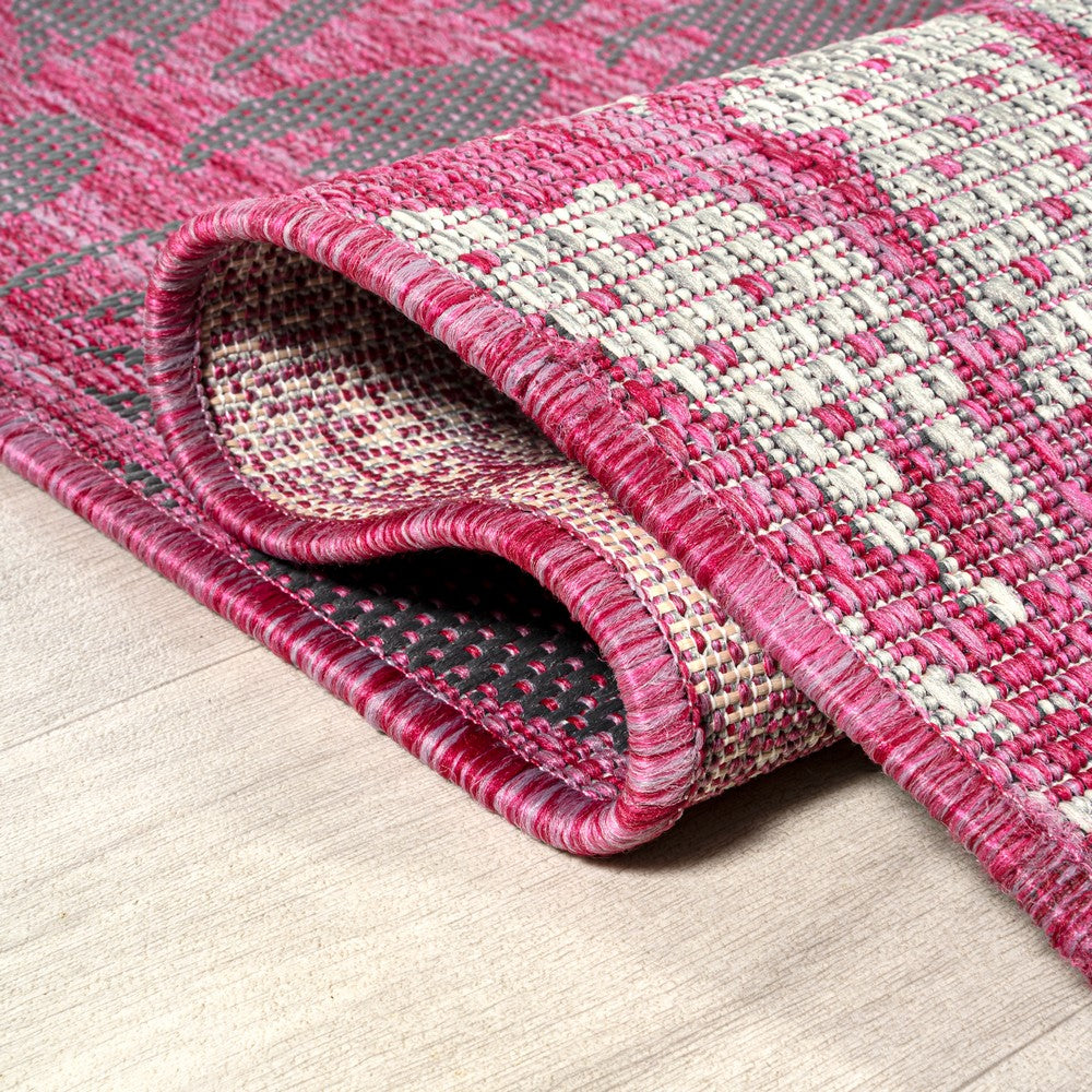Garcia Modern Floral Textured Weave Indoor/outdoor Runner Rug
