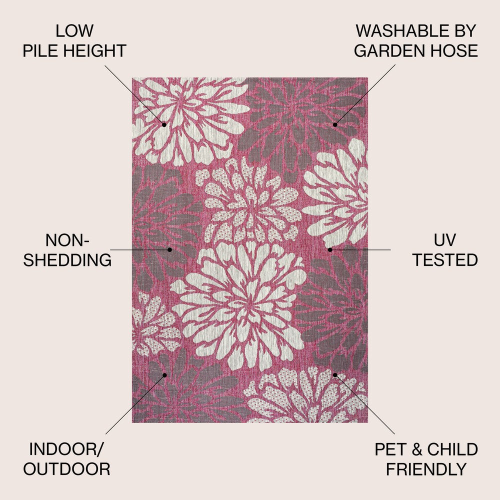 Garcia Modern Floral Textured Weave Indoor/outdoor Area Rug