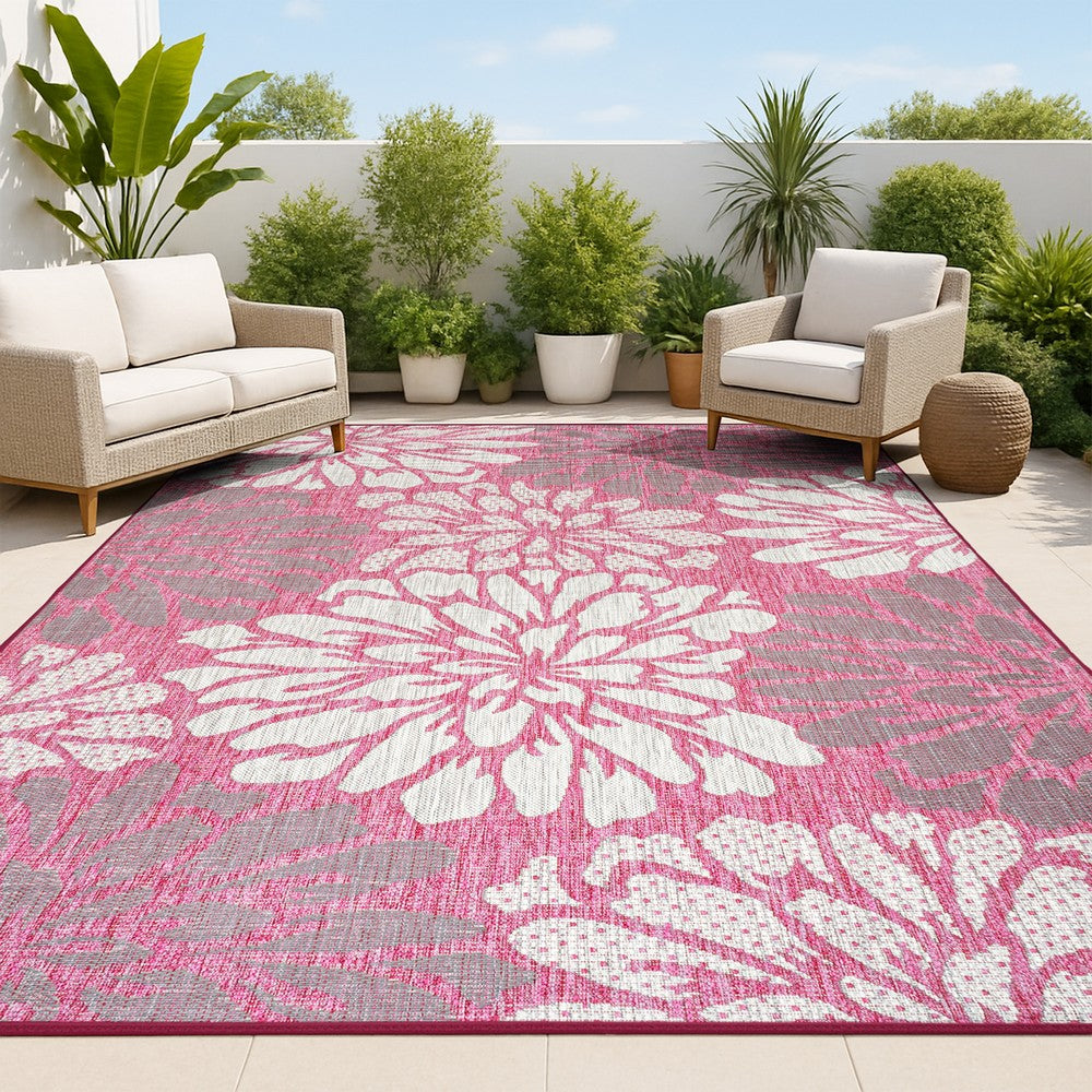 Garcia Modern Floral Textured Weave Indoor/outdoor Area Rug